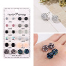 Rhinestone Gifts Jewelry Women Exquisite Stud Earring 12 Pairs Wedding
