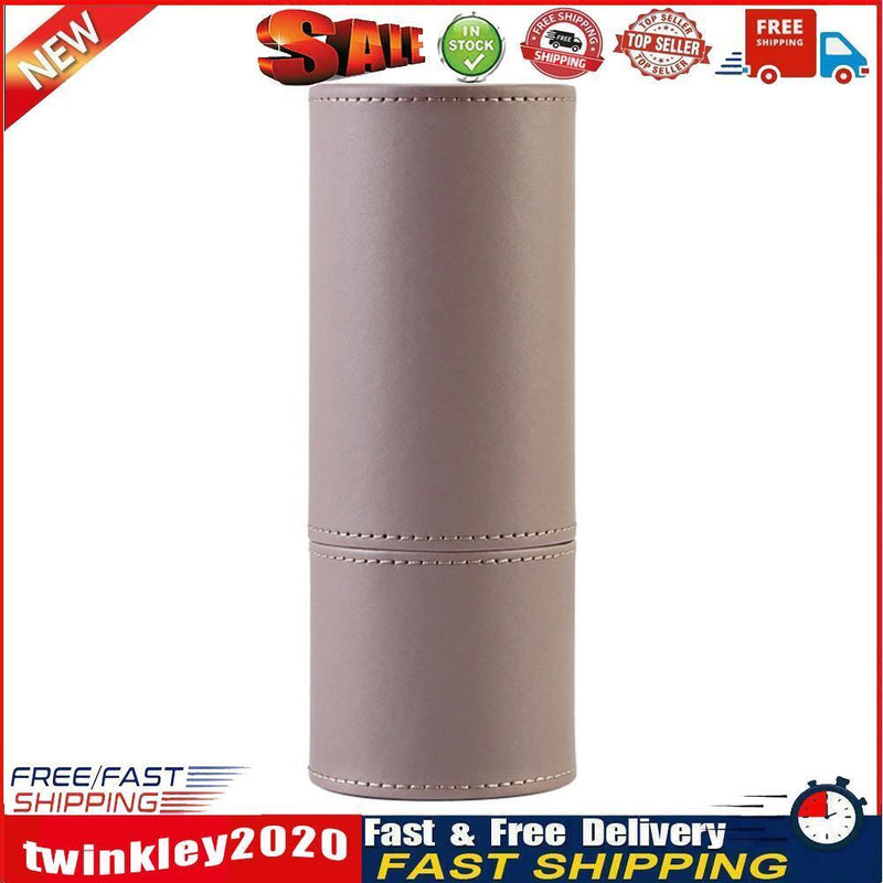 PU Waterproof Makeup Brush Storage Case Circular Pen Holder Box (Grey) Newly