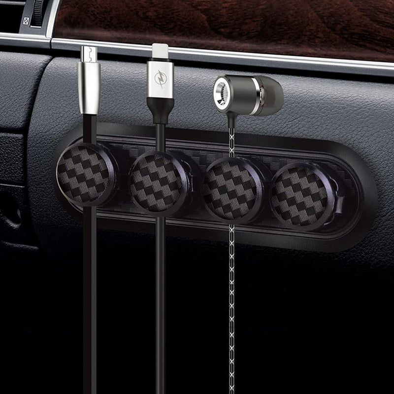 Magnetic Cable Organizer Clip Carbon Fiber Look Desktop USB Data Cable Hold