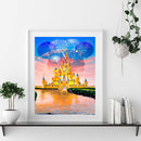 5D DIY Full Round Drill Diamond Painting Cartoon Castle Home Wall Art Craft Gift