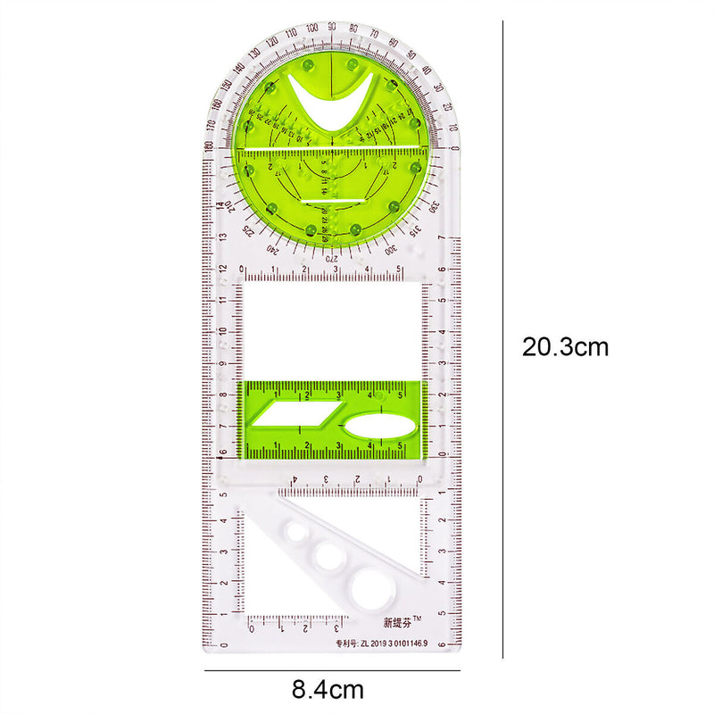 Geometric Ruler Rotatable Geometric Drawing Template Measuring Draft Rulers