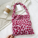 Plush Flower Pattern Handbag Winter Large Capacity Shoulder Bag (Pink)