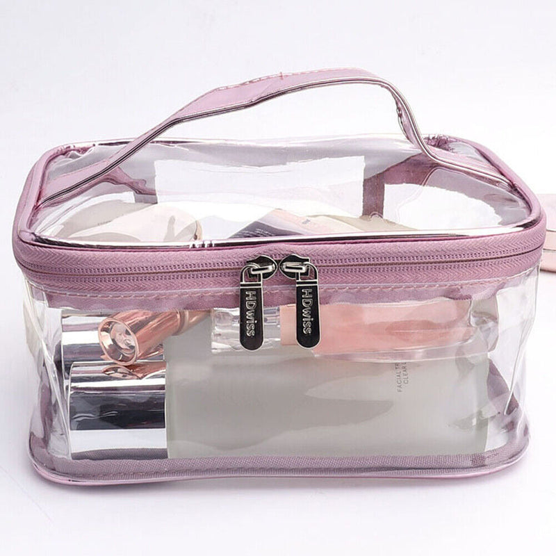 Simple Layer Waterproof Cosmetic Makeup Bags Women Toiletry Cases (Pink)