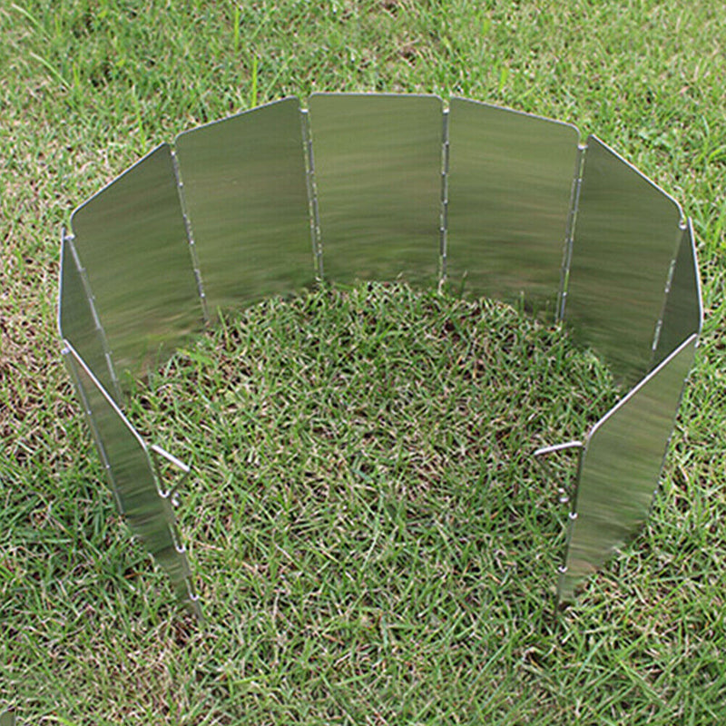 Outdoor Camping Windshield Picnic Cooking Gas Stove Windproof Screen 9 Plates