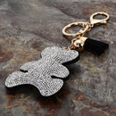 Fashion Leather Keychain Neutral Cubs Rhinestone Bag Car Keychain Sliver
