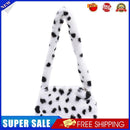 Retro Women Polka Dot Print Plush Underarm Bag Winter Small Handbag (White)