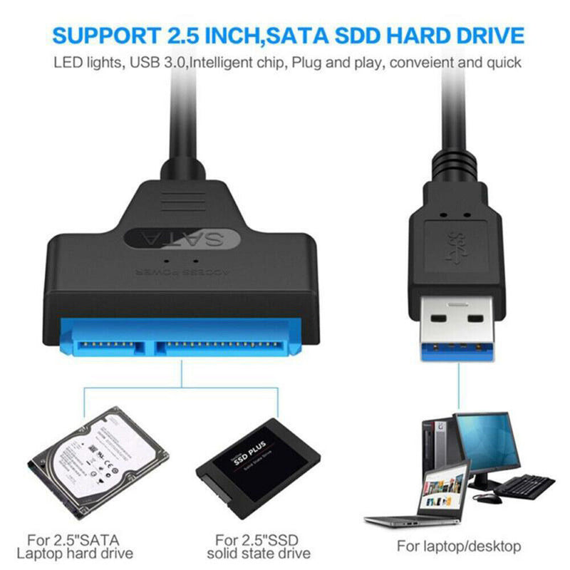 5Gbps USB 3.0 to SATA Cable for 2.5 inch HDD SSD Hard Disk External Power Cord