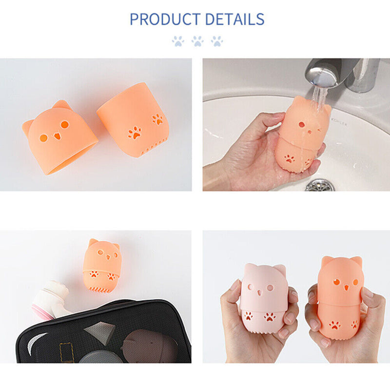 Silicone Beauty Sponge Storage Box Makeup Accessories Display Rack for Vacation