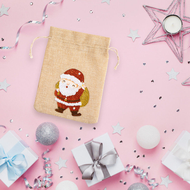 5D DIY Diamond Painting Cartoon Merry Christmas Drawstring Candy Bag Handmade