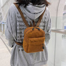 Women School Corduroy Solid Color Backpack Autumn Winter Fashion Small Rucksack