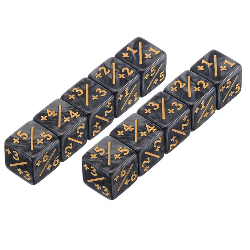 #A 10pcs Dice Counters 5 Positive +1 -1 5 Negative Gathering Table Game Funny Di