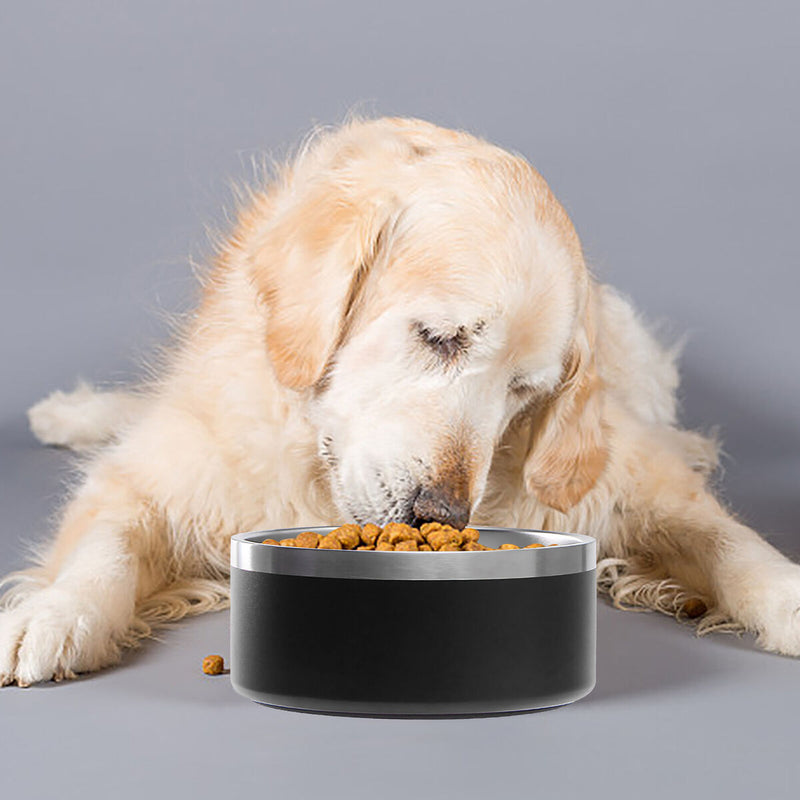 Pet Bowl Stainless Steel Non-Skid Base Dog Cat Feeding Dish Easy to Clean Black