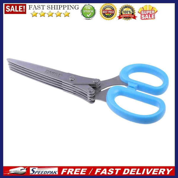 Herb Scissors Stainless Steel 5 Blade Sharp Cut Shears Kitchen Tool Snips
