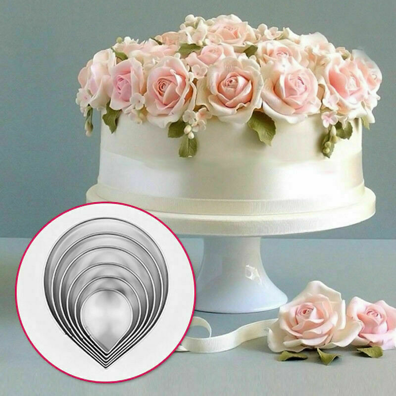 6pcs/set Cake Rose Petal Mold Decorating Fondant Sugarcraft F6X2 Cutters A8W0