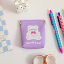 Korean Cute Cartoon Coin Purse Women Mini PU Card Holder Clutch (Purple)