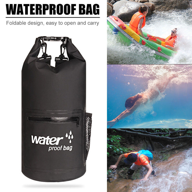 Waterproof Bucket Dry Bag Swimming Kayak Trekking Drift Sack (Black 10L) Newly