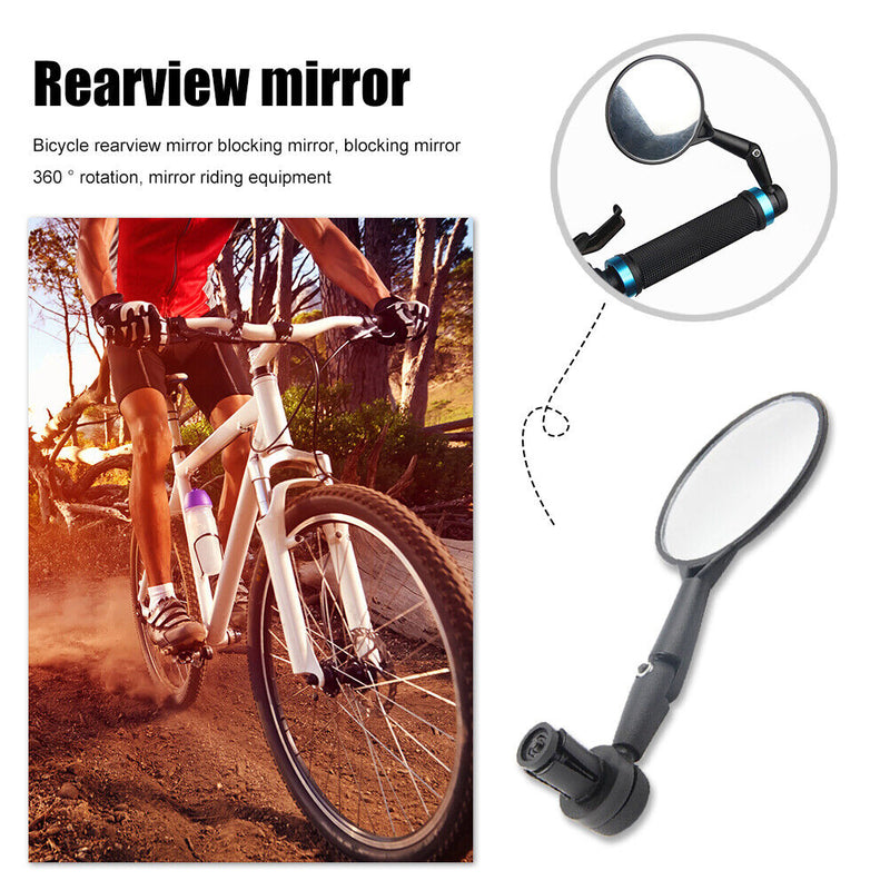 1pc Bicycle Handlebar End Mirror 360 Rotatable Round Bike Side Rearview Mir