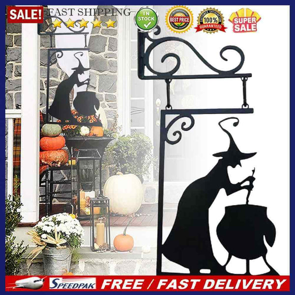 Halloween Decor Witch Shape Cast Sign Corrosion Resistance for Garden Patio Door