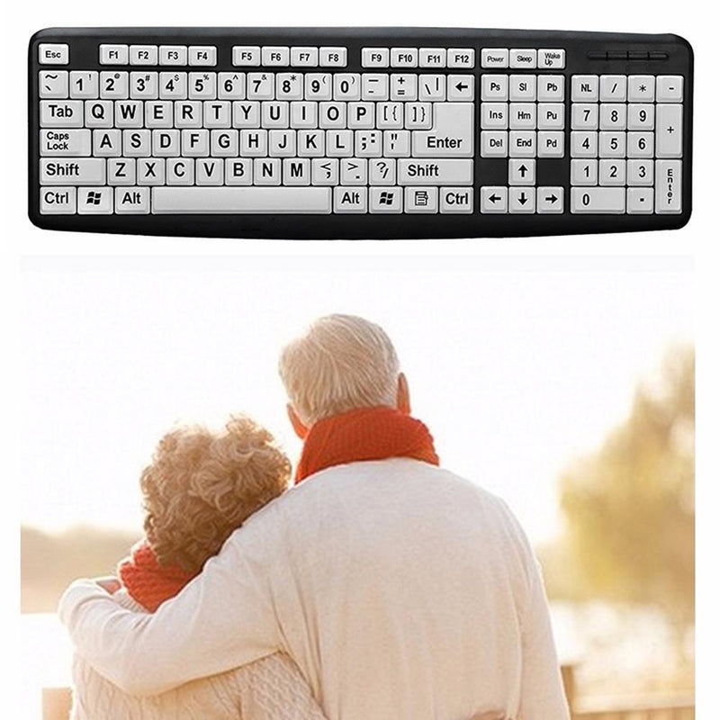 104 Keys USB Wired Large Printed Computer PC Keyboard for Elderly Old People