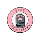 Accessories Jacket Lapel Cartoon Enamel Pins Cat Paw Stay Pawsitive Pins Brooch