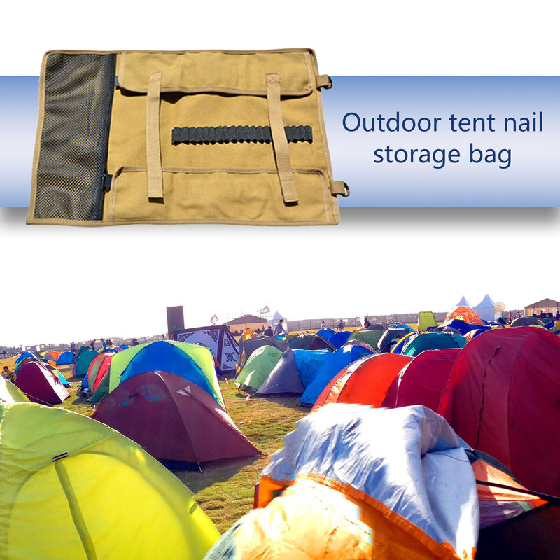 Camping Tools Storage Bag, Nail Hammer Stakes Pegs Organizer (Khaki L) Newly