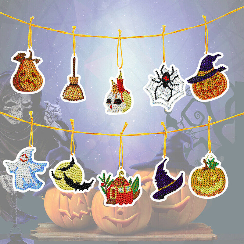 10pcs Halloween Decorative Diamond Painting During DIY Hanging Mosaic Ornaments