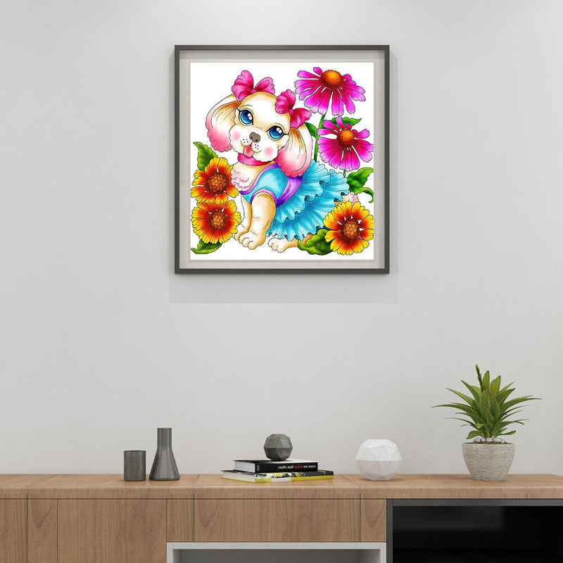 Flower Dog 5D DIY Partial Special Shape Drill Diamond Painting Kits Decor Newly