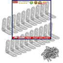 20 Pack Corner Bracket Stainless Steel Right Angle Brackets with 80pcs Scre