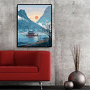 Wall Art Home Decor Lake Boat Oil Painting Acrylic Canvas Paints Picture Ar