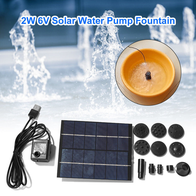 2W 6V Solar Water Pump Panel Home Garden Pond Pool Aquarium Fountain Kits