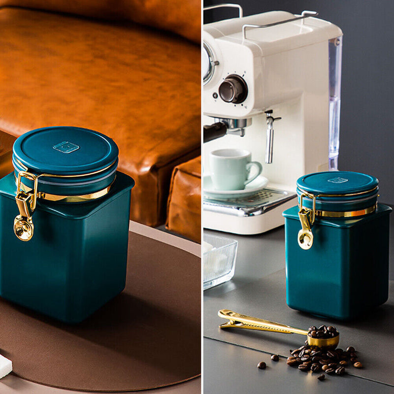 Sealed Storage Jar Coffee Bean Organizer Milk Powder Tea Food Cans (Green) Newly