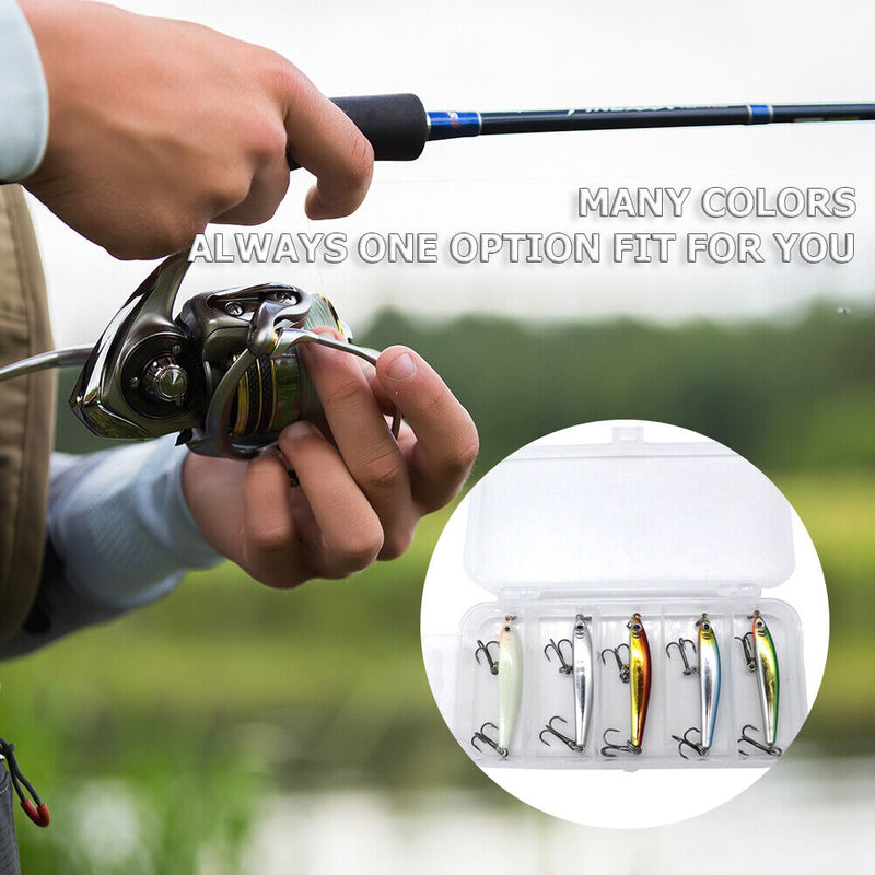 5x Fishing Lures 3.5g 5cm Minnow Lure Hard Bait Crankbait Wobbler Fishing T