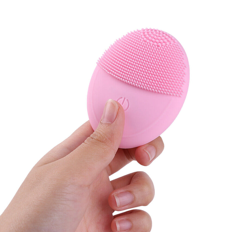Electric Face Cleaing Brush Silicone Deep Washing Massager Cleaner (Pink) Newly