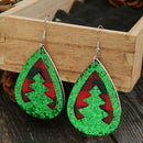 Women Retro Christmas Hollow Drop Earrings Fashion Plaid Contrast Color Dan
