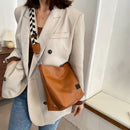 Fashion Women Messenger Tote Bag Solid PU Casual Shoulder Handbag Bucket Satchel