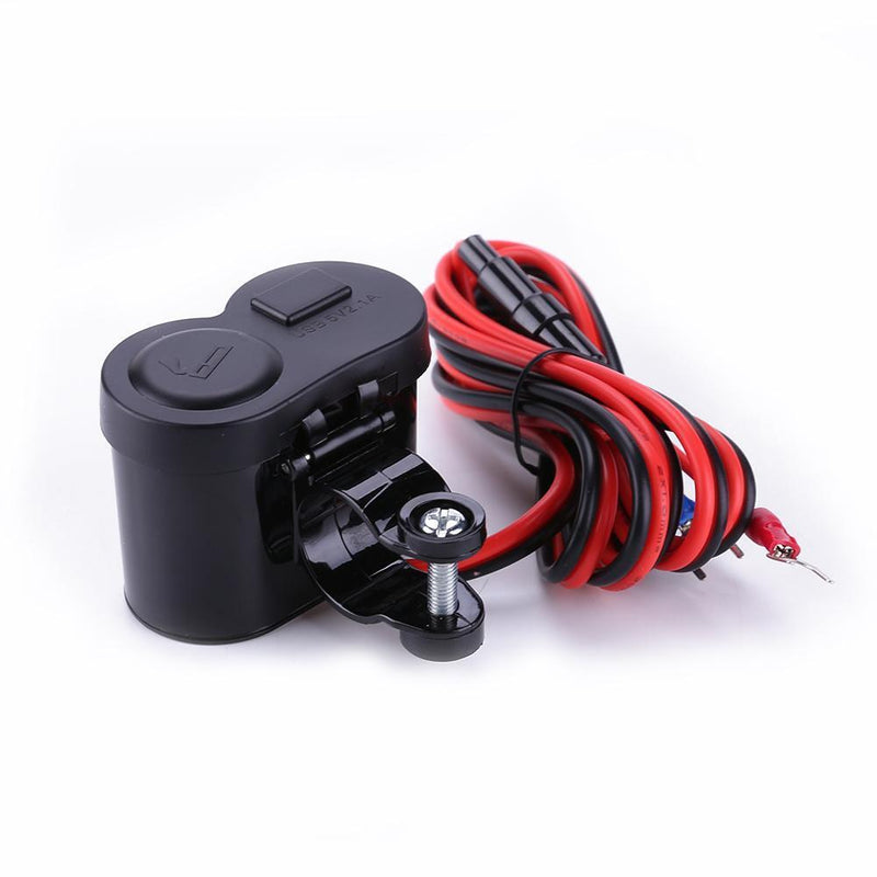 12-24V Motorcycle Scooter Handlebar Clamp Waterproof USB Cigarette Light Newly