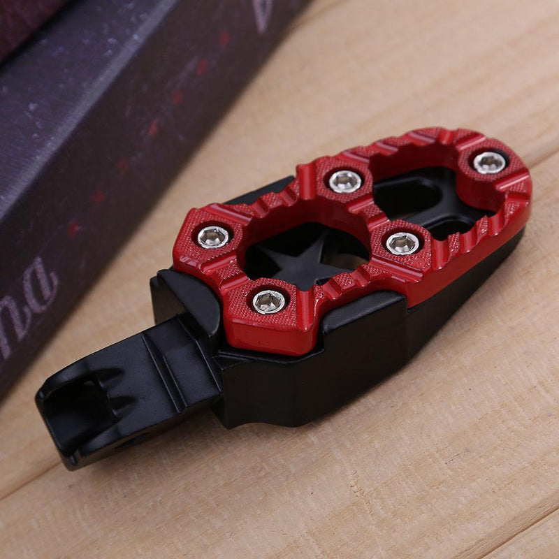 2pcs Universal 8mm Metal Motorcycle Foot Pedals Footrests w/ Spring(Red)
