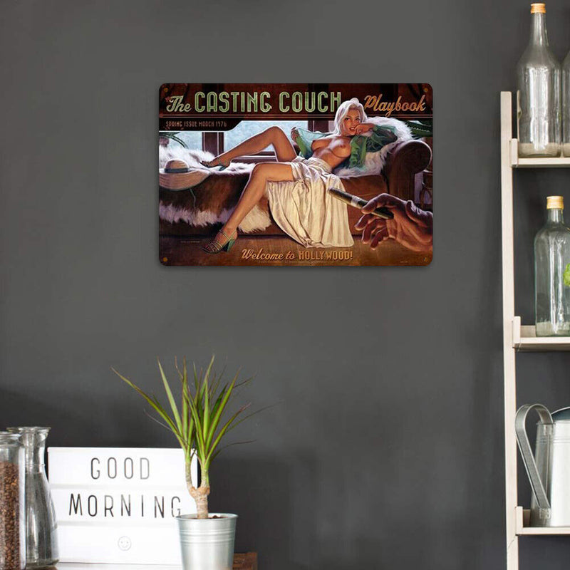 Car Sexy Lady Metal Plate Painting for Bar Pub Tin Plaques Wall Sign (A)