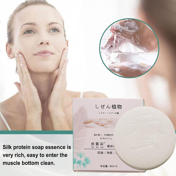 Silk Protein Skin Repair Soap Essence Lightening Soap Oil Control Goat Milk Soa`