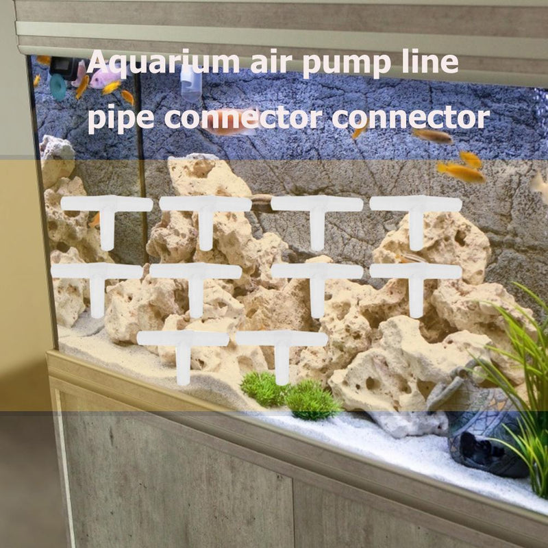 10pcs Tea Connectors Aquarium Air Pump Fitting Straight Cross Water Pipe Adapter