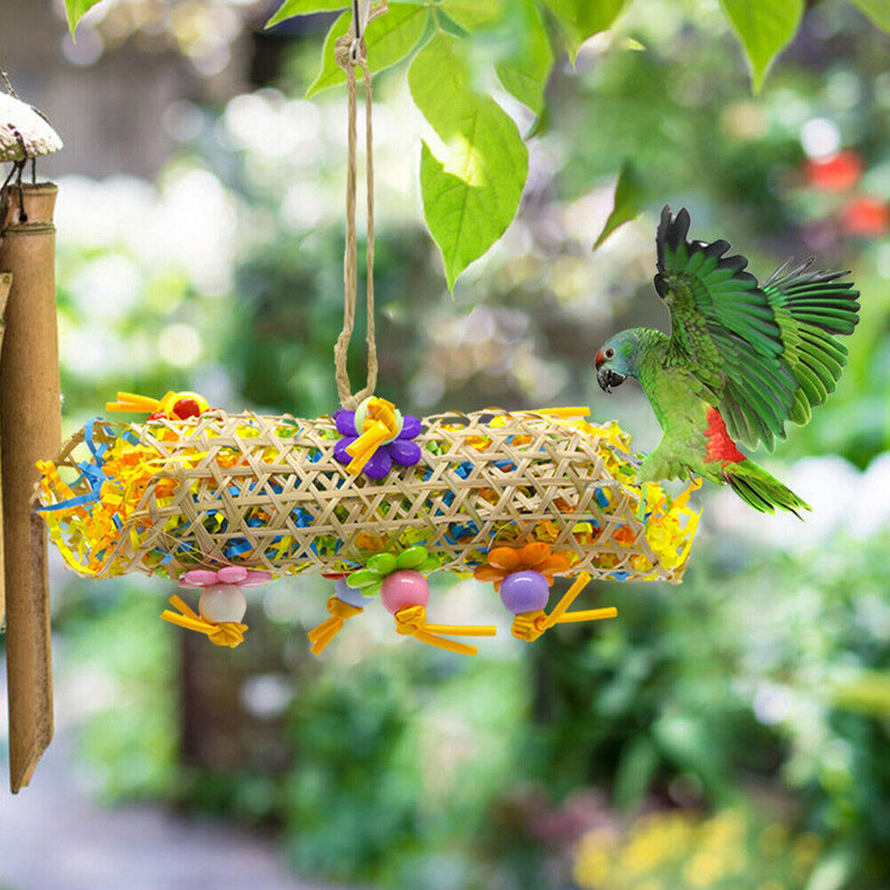 Parrots Shredder Toys Chewing Hanging Rattan Paper Strings Drawing with Bal