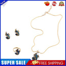 Women Geometric Water Drop Stud Earrings Chain Necklace Ring Jewelry Set
