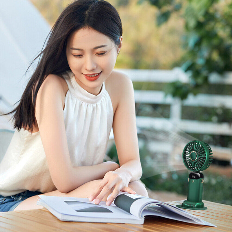 #A Portable Handheld Hanging Neck Fan Multifunctional LED Display Air Cooling Fa