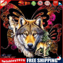 DIY 5D Mosaic Butterfly Wolf Animal Full Drill Round Diamond Painting Kit