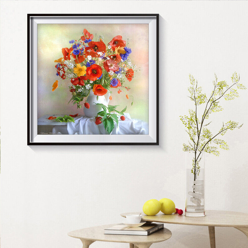 Rhinestone Diamond Painting DIY Flowers Vase Mosaic Picture Craft Wall Poster