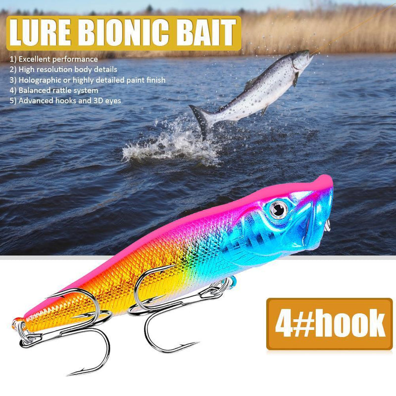 12g Popper Fishing Lure Treble Hook Artificial Hard Bait 9.5cm Jerkbait (A)