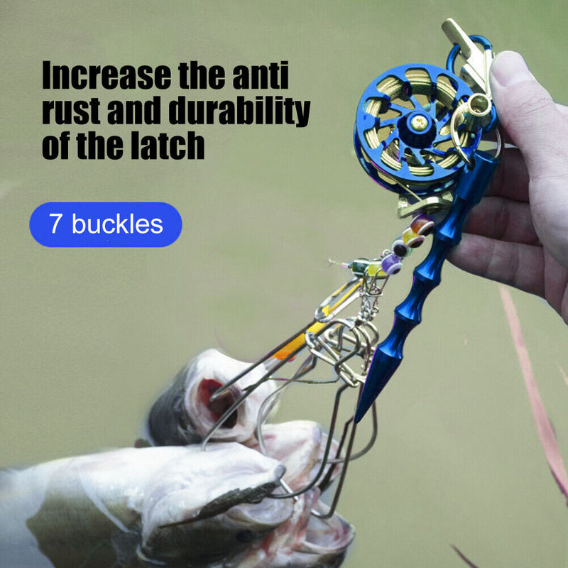 7pcs Stainless Steel Live Fish Lock Buckle with Reel Tackle Tools (Blue) Newly