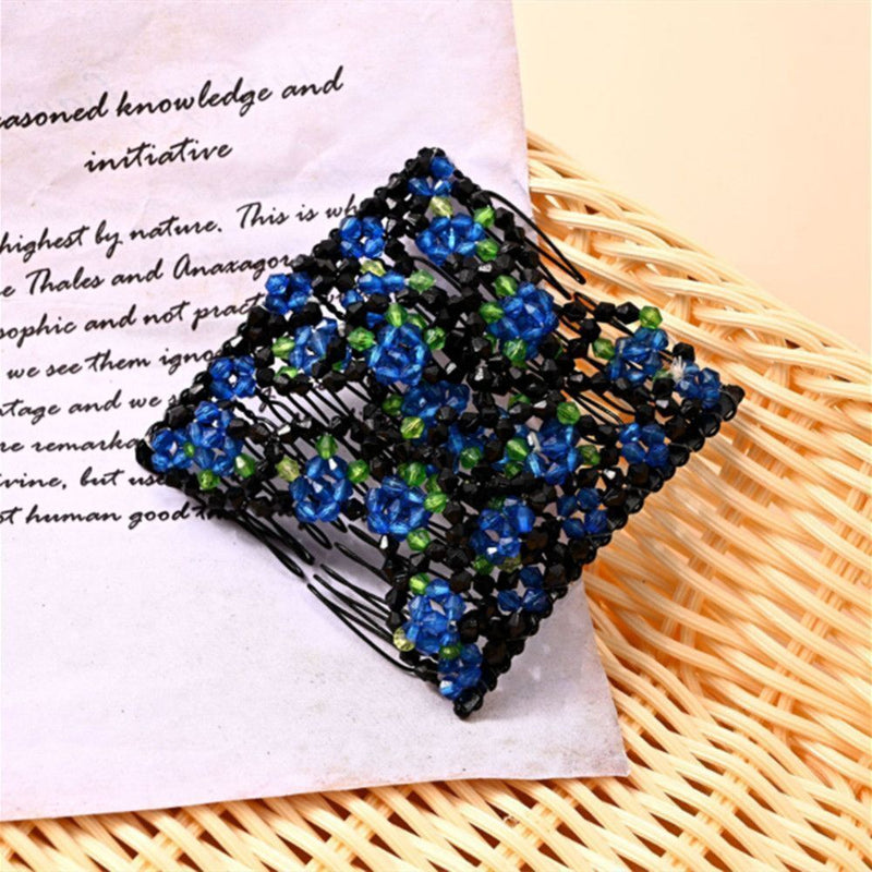 Stretchy Women Girls Magic Beads Double Hair Comb Hair Combs Clips Elasticity