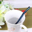 Stainless Steel Drinking Straw Reusable Sucker Spoon Filter Bar Kit (Blue) Newly