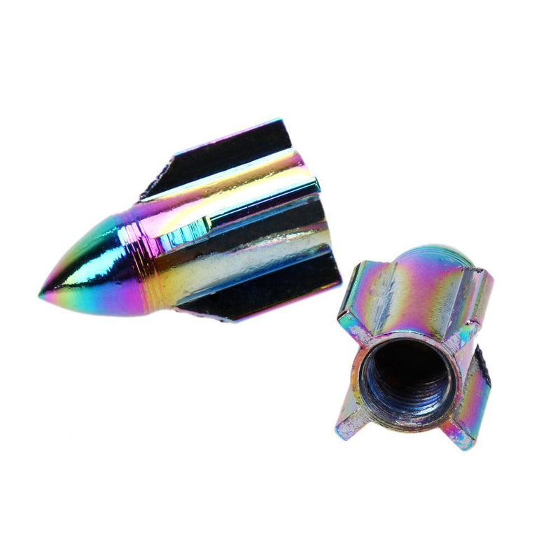4pcs Colorful Rocket Shaped Aluminum Car Wheel Tire Valve Stem Caps Covers Newly